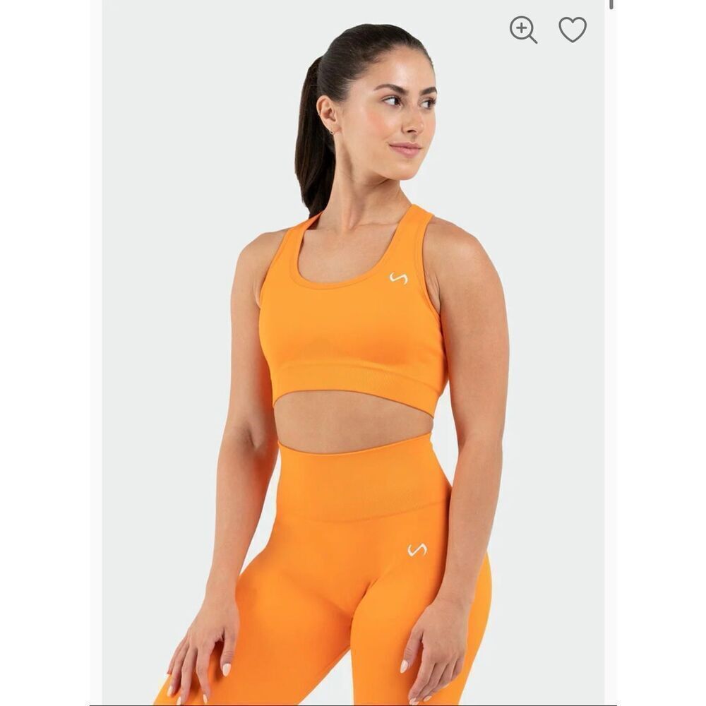 NWT TLF sculpt seamless racerback sports bra orange burst cut out back gym S